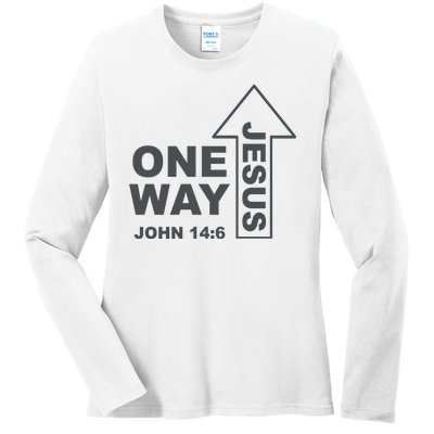 One Way Jesus Christian Ladies Long Sleeve Shirt