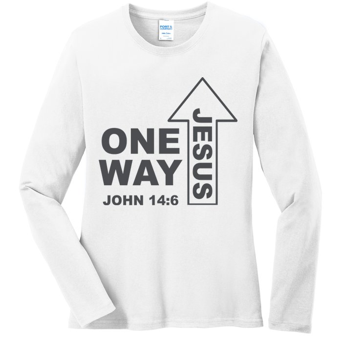 One Way Jesus Christian Ladies Long Sleeve Shirt