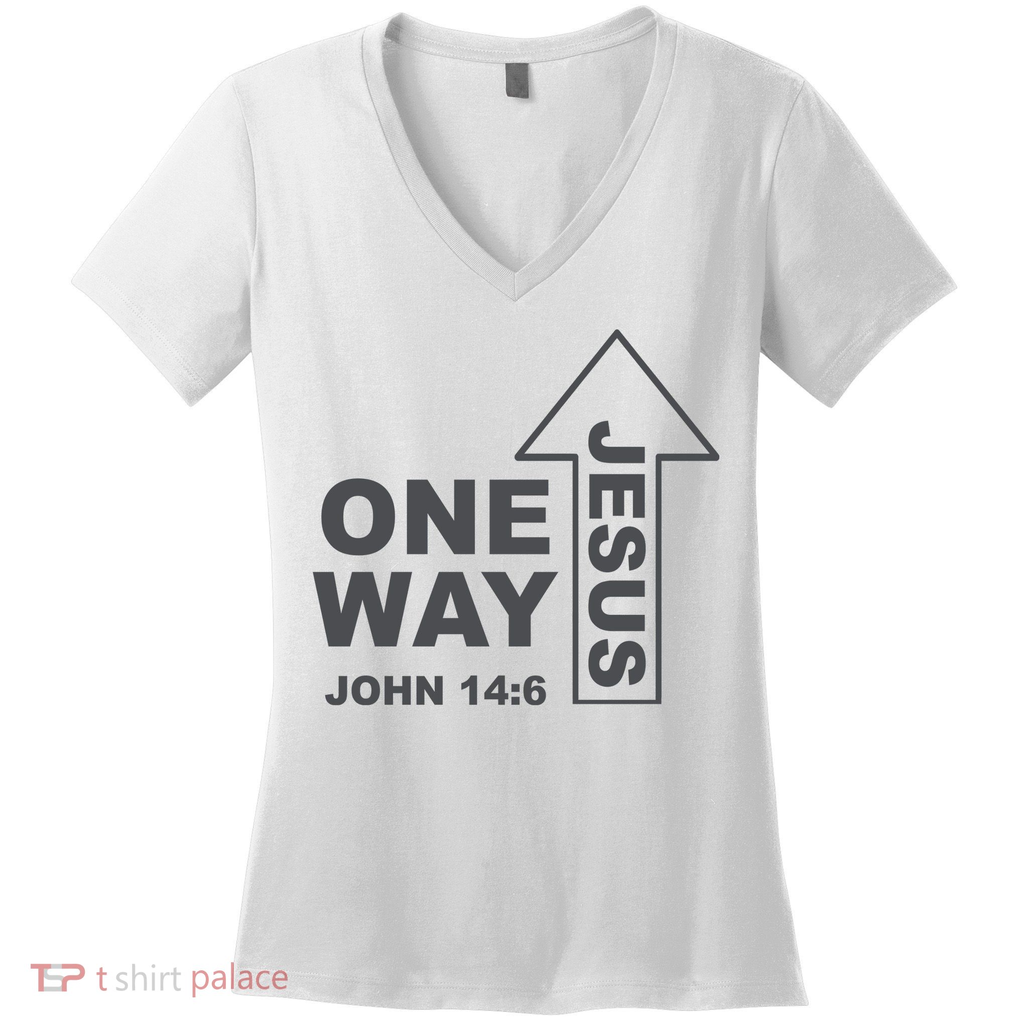 One Way Jesus Christian Women's V-Neck T-Shirt