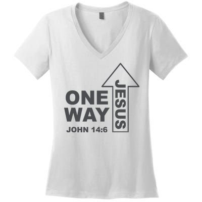 One Way Jesus Christian Women's V-Neck T-Shirt