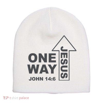 One Way Jesus Christian Short Acrylic Beanie
