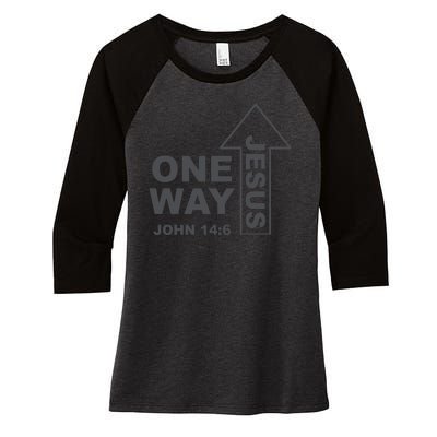 One Way Jesus Christian Women's Tri-Blend 3/4-Sleeve Raglan Shirt