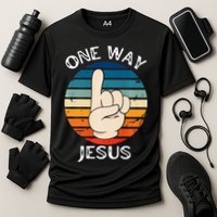 One Way Jesus People Christian Revolution Finger Up Retro Cooling Performance Crew T-Shirt