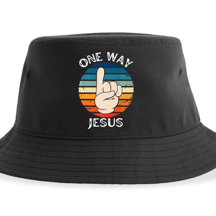 One Way Jesus People Christian Revolution Finger Up Retro Sustainable Bucket Hat