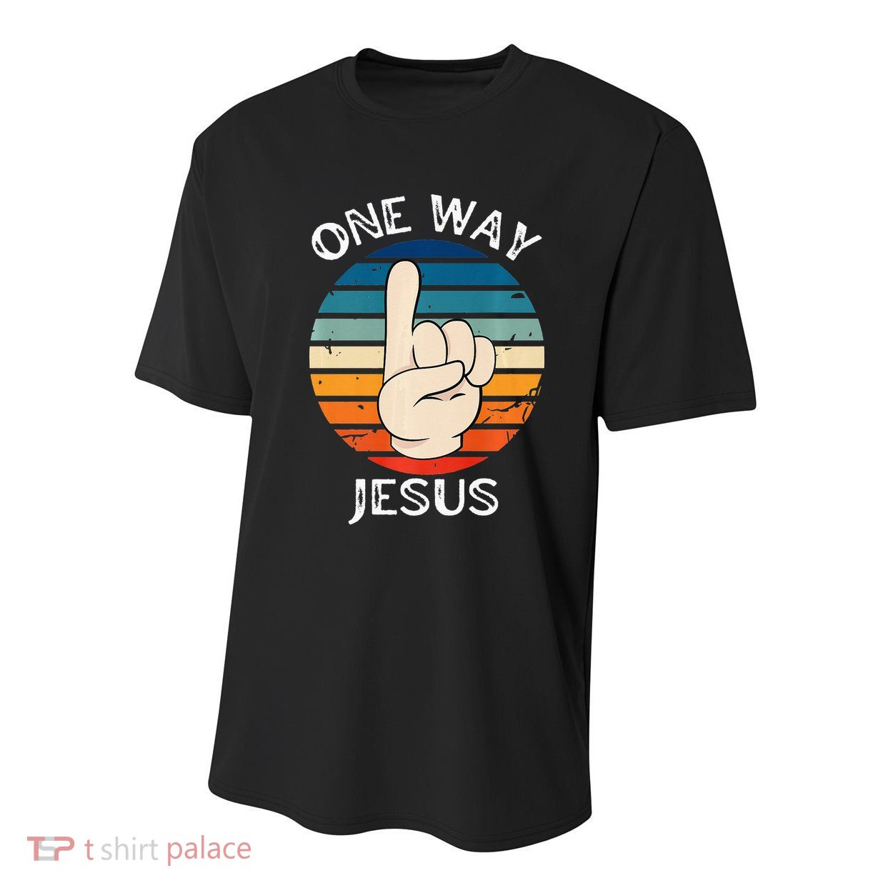 One Way Jesus People Christian Revolution Finger Up Retro Youth Performance Sprint T-Shirt