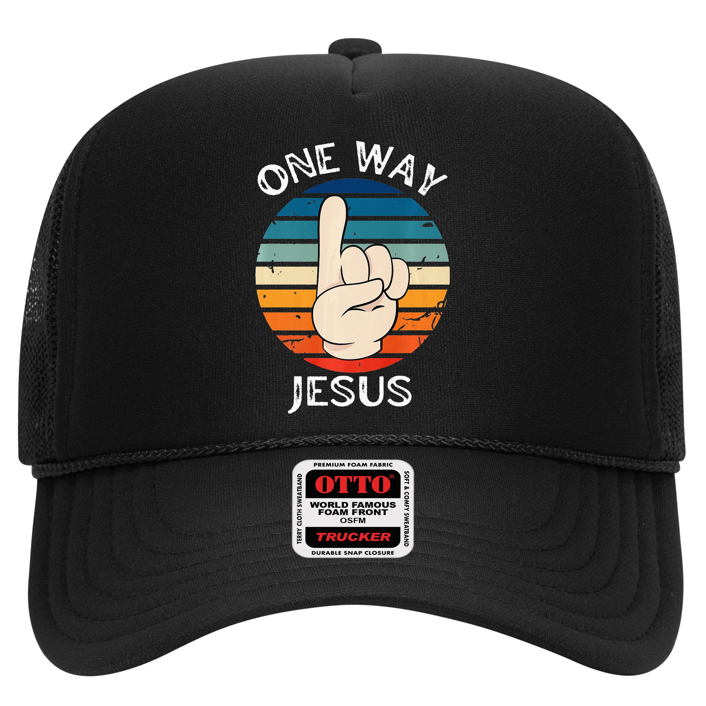 One Way Jesus People Christian Revolution Finger Up Retro Hat