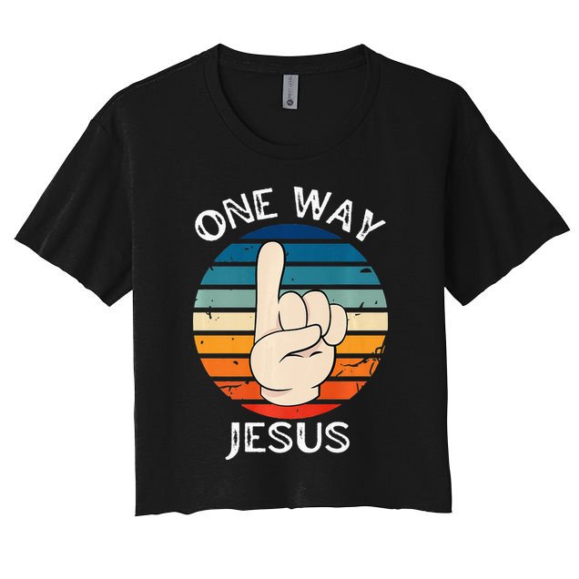 One Way Jesus People Christian Revolution Finger Up Retro Crop Top