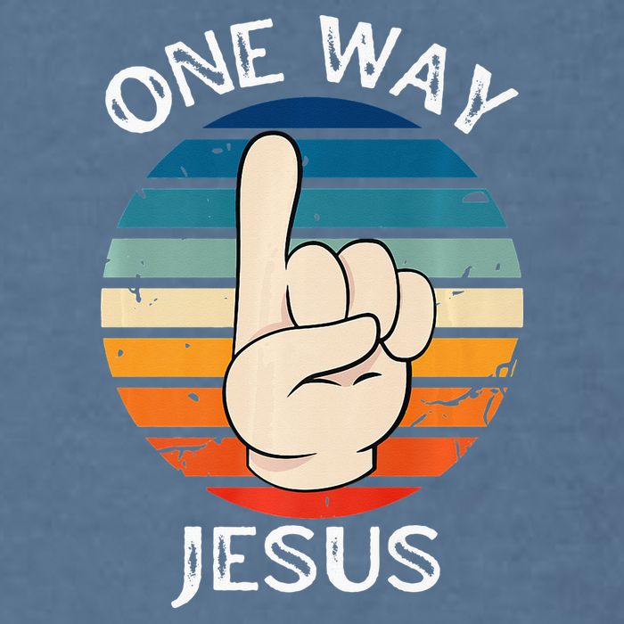 One Way Jesus People Christian Revolution Finger Up Retro Garment-Dyed Sweatshirt