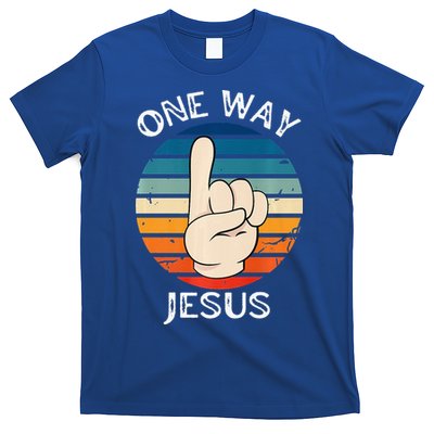 One Way Jesus People Christian Revolution Finger Up Retro T-Shirt
