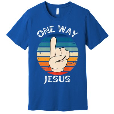 One Way Jesus People Christian Revolution Finger Up Retro Premium T-Shirt
