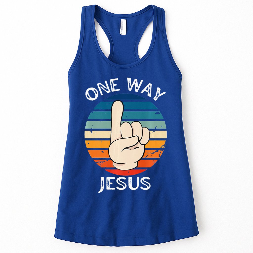 One Way Jesus People Christian Revolution Finger Up Retro Womens Tank Top