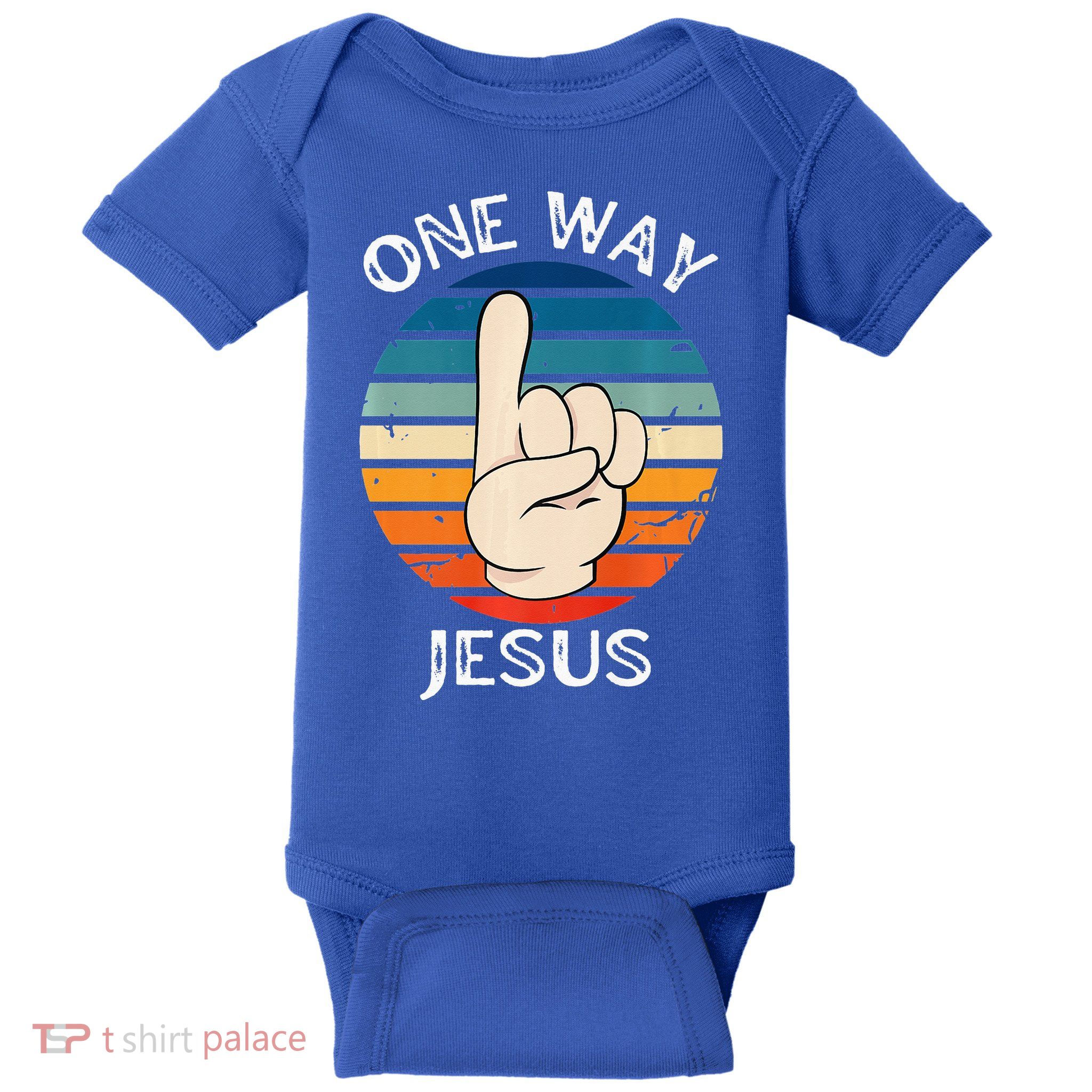One Way Jesus People Christian Revolution Finger Up Retro Baby Bodysuit