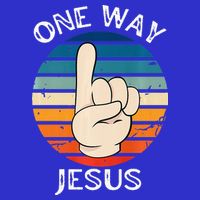 One Way Jesus People Christian Revolution Finger Up Retro Stripe Pom Pom Beanie