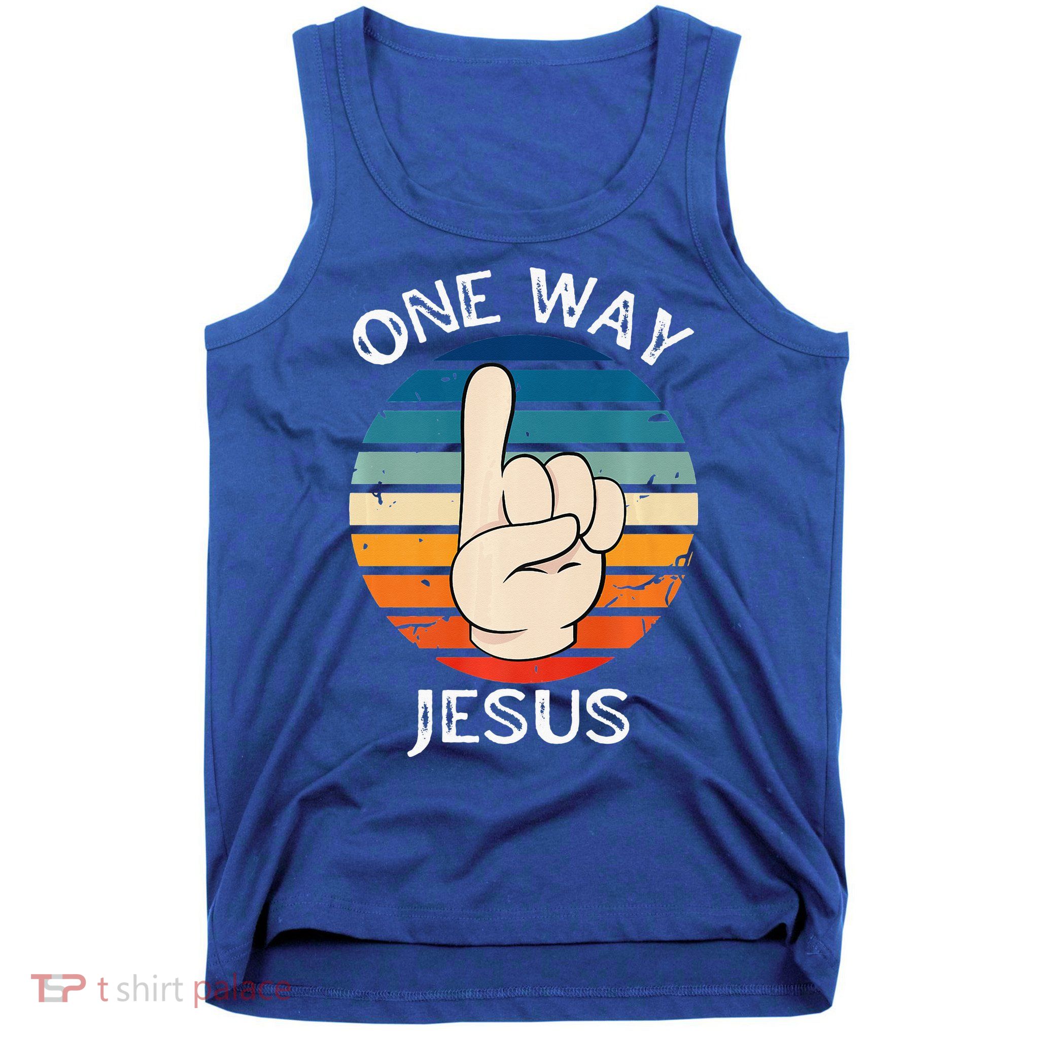 One Way Jesus People Christian Revolution Finger Up Retro Tank Top