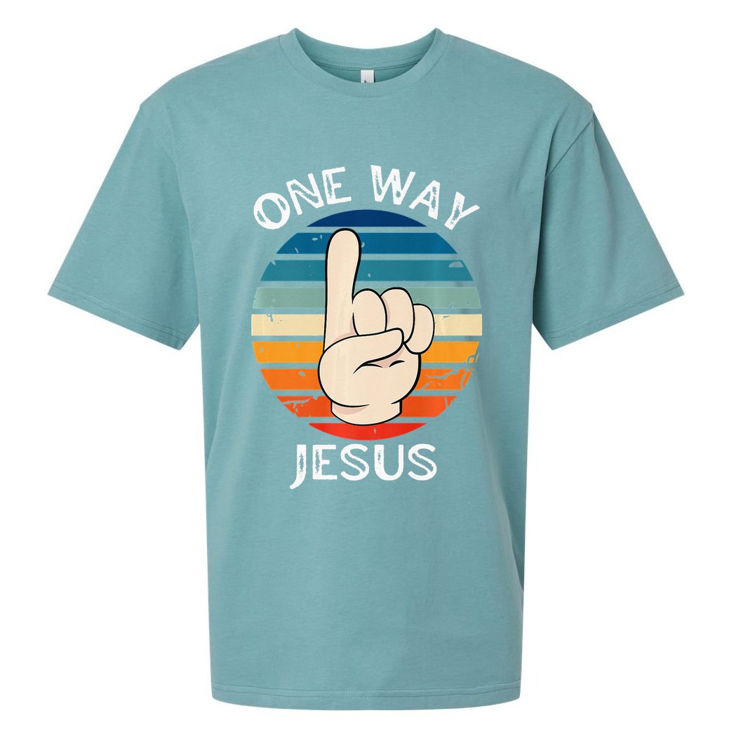 One Way Jesus People Christian Revolution Finger Up Retro Sueded Cloud Jersey T-Shirt