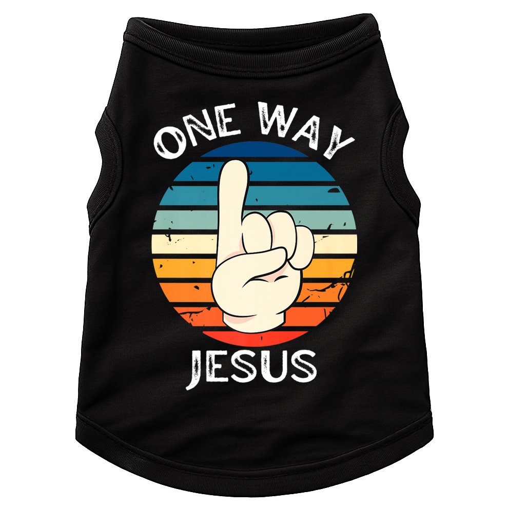 One Way Jesus People Christian Revolution Finger Up Retro Doggie Tank