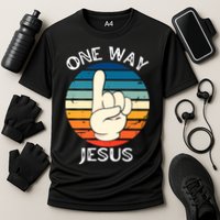 One Way Jesus People Christian Revolution Finger Up Retro Cooling Performance Crew T-Shirt