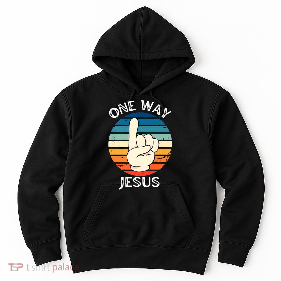 One Way Jesus People Christian Revolution Finger Up Retro Hoodie