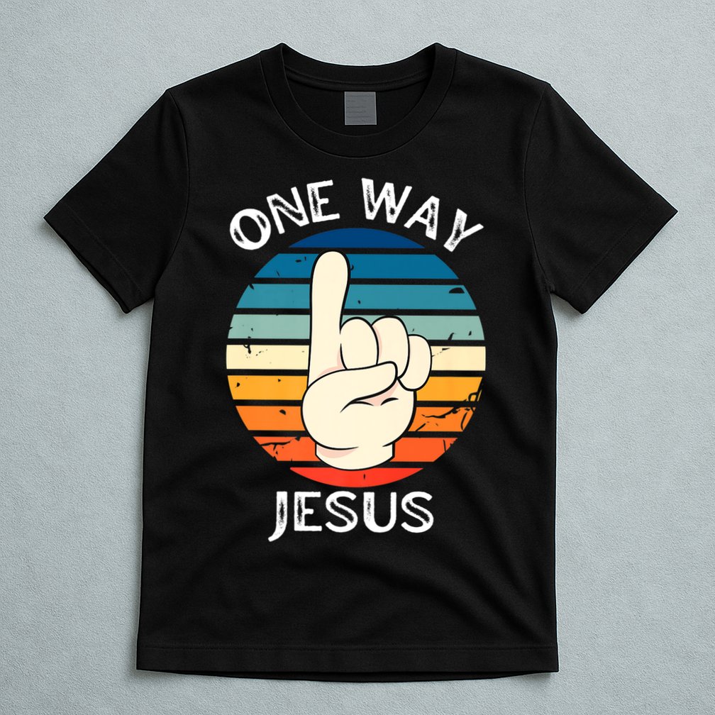 One Way Jesus People Christian Revolution Finger Up Retro T-Shirt