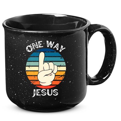 One Way Jesus People Christian Revolution Finger Up Retro 15oz Campfire Ceramic Mug