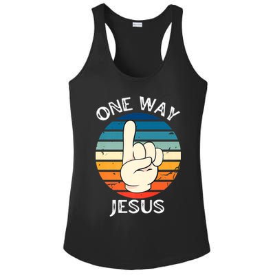 One Way Jesus People Christian Revolution Finger Up Retro Ladies PosiCharge Competitor Racerback Tank