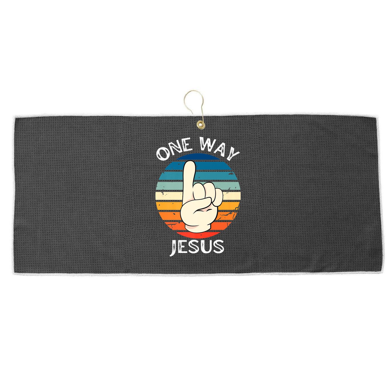 One Way Jesus People Christian Revolution Finger Up Retro Large Microfiber Waffle Golf Towel