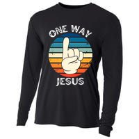 One Way Jesus People Christian Revolution Finger Up Retro Cooling Performance Long Sleeve Crew