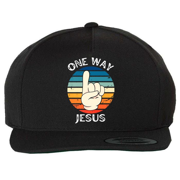 One Way Jesus People Christian Revolution Finger Up Retro Wool Snapback Cap