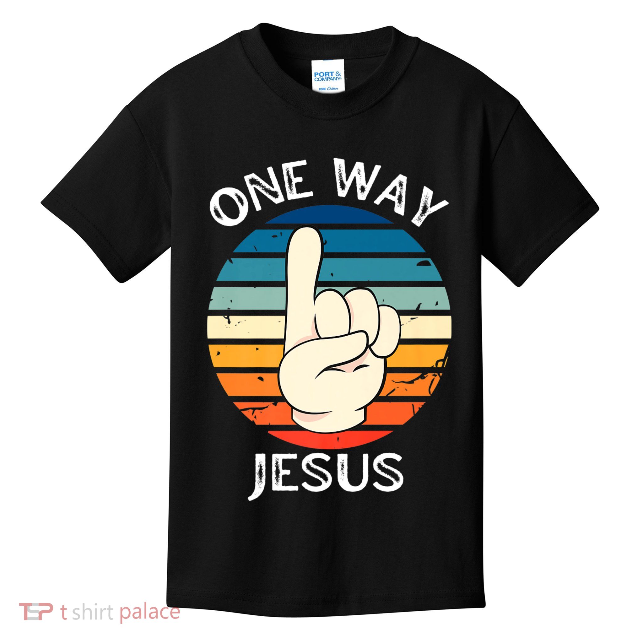 One Way Jesus People Christian Revolution Finger Up Retro Kids T-Shirt