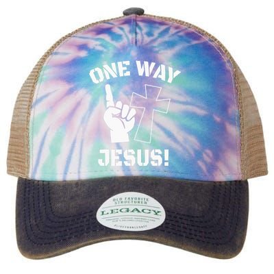 One Way Jesus People Christian Revolution Finger Up Retro Legacy Tie Dye Trucker Hat