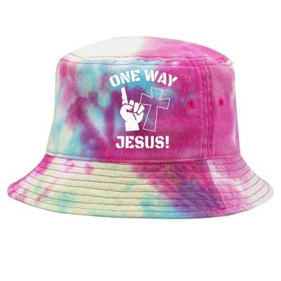 One Way Jesus People Christian Revolution Finger Up Retro Tie-Dyed Bucket Hat