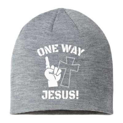 One Way Jesus People Christian Revolution Finger Up Retro Sustainable Beanie