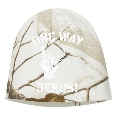 One Way Jesus People Christian Revolution Finger Up Retro Kati - Camo Knit Beanie