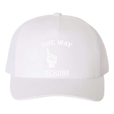 One Way Jesus People Christian Revolution Finger Up Retro Yupoong Adult 5-Panel Trucker Hat