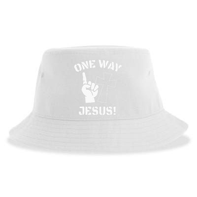 One Way Jesus People Christian Revolution Finger Up Retro Sustainable Bucket Hat