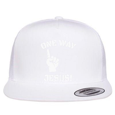 One Way Jesus People Christian Revolution Finger Up Retro Flat Bill Trucker Hat