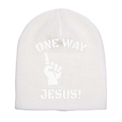 One Way Jesus People Christian Revolution Finger Up Retro Short Acrylic Beanie