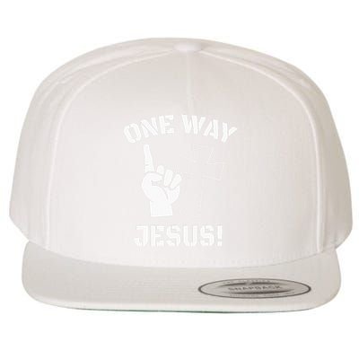 One Way Jesus People Christian Revolution Finger Up Retro Wool Snapback Cap