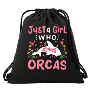 Orca Whale Just A Girl Who Loves Orcas Drawstring Bag