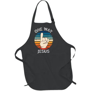 One Way Jesus People Christian Revolution Finger Up Full-Length Apron With Pockets