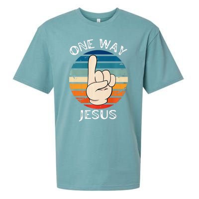 One Way Jesus People Christian Revolution Finger Up Sueded Cloud Jersey T-Shirt