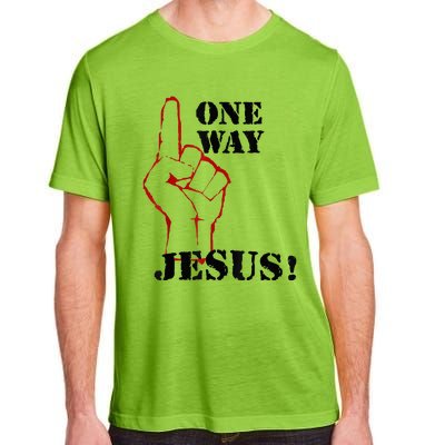 One Way Jesus People Christian Revolution Finger Up Retro Adult ChromaSoft Performance T-Shirt