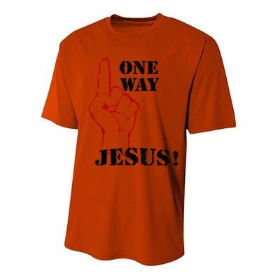 One Way Jesus People Christian Revolution Finger Up Retro Performance Sprint T-Shirt