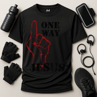 One Way Jesus People Christian Revolution Finger Up Retro Cooling Performance Crew T-Shirt
