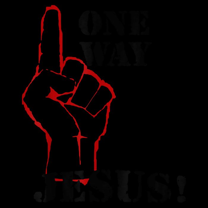 One Way Jesus People Christian Revolution Finger Up Retro Cooling Performance Crew T-Shirt