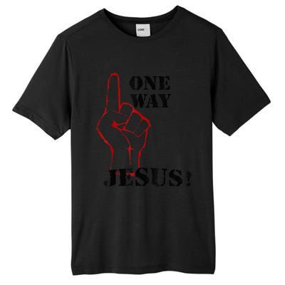 One Way Jesus People Christian Revolution Finger Up Retro Tall Fusion ChromaSoft Performance T-Shirt