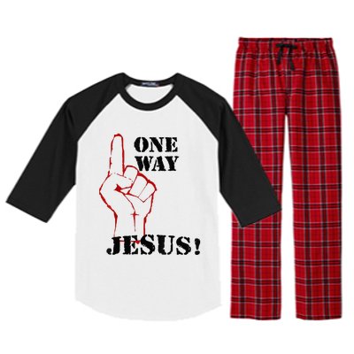 One Way Jesus People Christian Revolution Finger Up Retro Raglan Sleeve Pajama Set