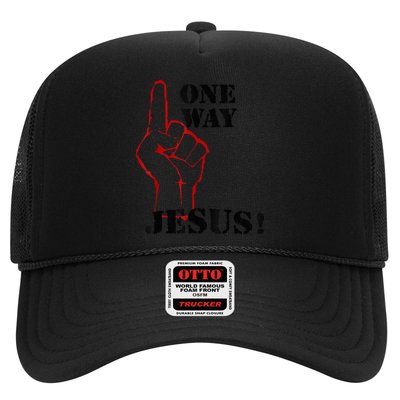 One Way Jesus People Christian Revolution Finger Up Retro Trucker Hat