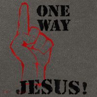 One Way Jesus People Christian Revolution Finger Up Retro Cotton Canvas Backpack