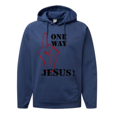 One Way Jesus People Christian Revolution Finger Up Retro Performance Fleece Hoodie